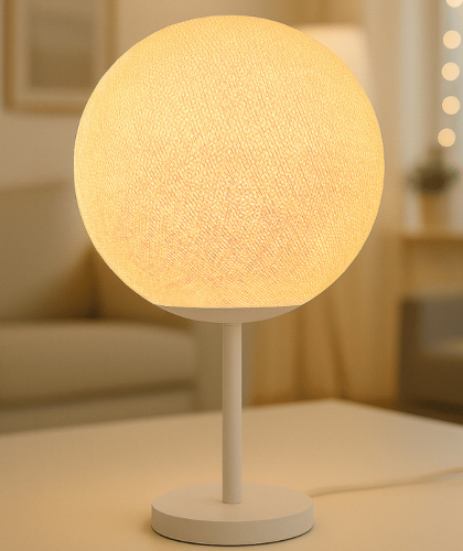 LED Lampe Leuchte Tischlampe Tischleuchte Creme Weiss Kinderzimmer Wohnzimmer Schlafzimmer Jugendzimmer Mädchen Kugel Kugellampe Cremefarbene Baumwollkugel-Tischleuchte mit LED; weiches, gleichmäßiges Leuchten als stimmungsvolle Lampe/Leuchte im Wohn- und Schlafbereich.