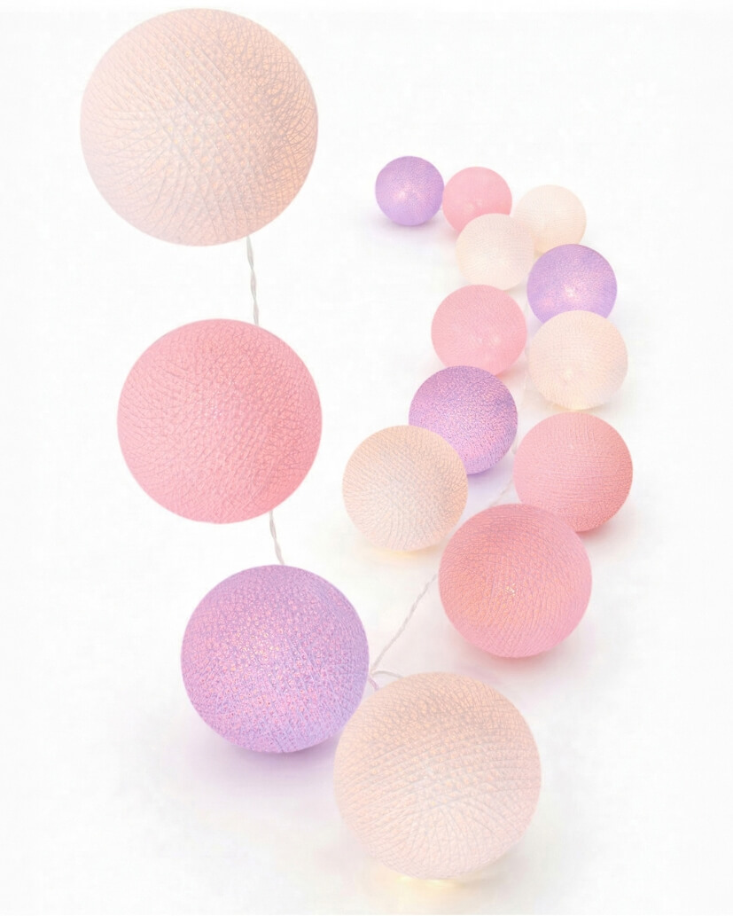 led-lichterkette-blumenwiese-kugeln-weiss-rosa-violett-lila-warm-babyzimmer-kinderzimmer-wohnzimmer-schlafzimmer-gemutlich-madchen-junge-jungenzimmer-girlande LED Lichterkette Blumenwiese mit Kugeln in Weiß, Rosa und Lila – sanftes warmweißes Licht mit Dimmer und Timer, ideal als Nachtlicht und Schlummerlicht für Babyzimmer und Kinderzimmer