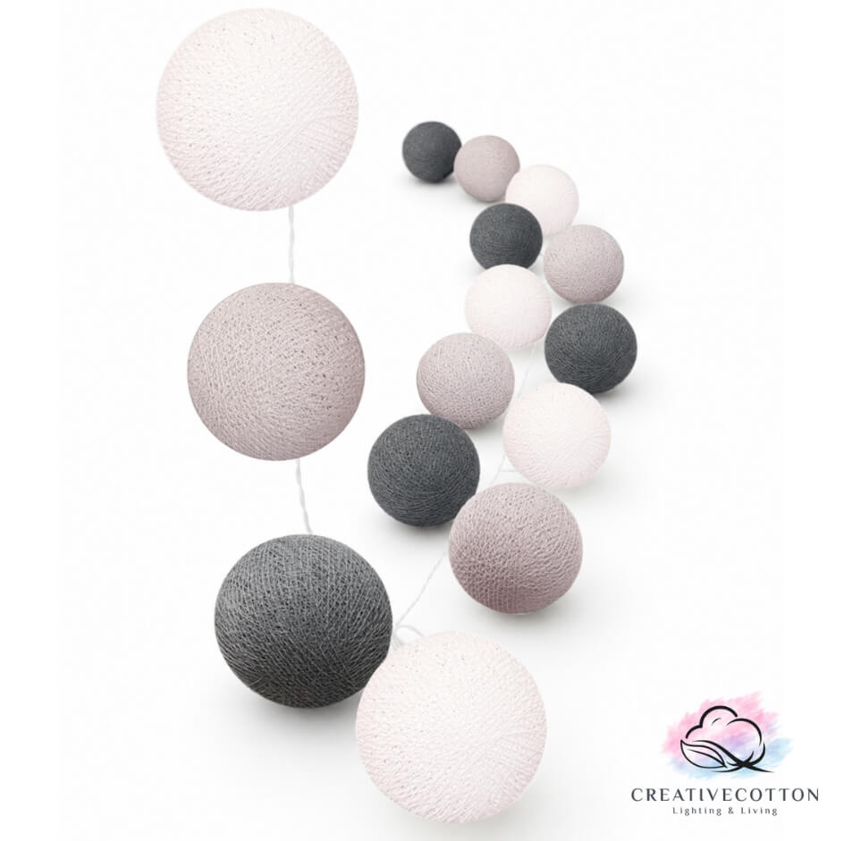 LED Lichterkette Luna Kugeln weiß grau schwarz warm Babyzimmer Kinderzimmer Wohnzimmer Schlafzimmer gemütlich Mädchen Junge Jungenzimmer Lichtgirlande anthrazit LED Lichterkette Luna mit Kugeln in weiß, grau und anthrazit – warmweißes Licht für Fensterrahmen, Wohnzimmerdeko oder stilvolle Wandgestaltung