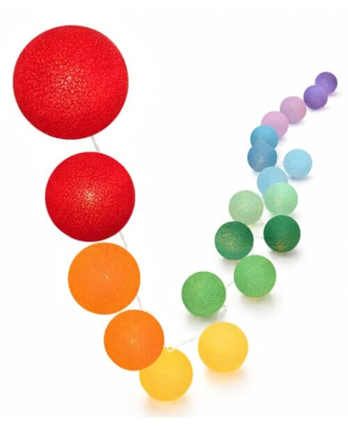 Bunte LED Lichterkette Regenbogen mit vielen Farben – warmweißes Schlummerlicht, ideal für Babyzimmer von Mädchen und Jungen