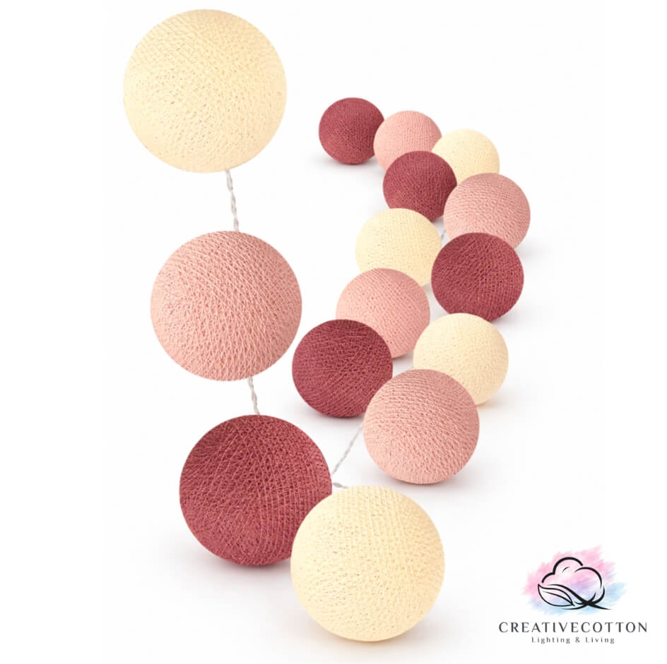 LED Lichterkette Rosengarten Kugeln rot old rose creme warm Babyzimmer Kinderzimmer Wohnzimmer Schlafzimmer gemütlich Mädchen Junge Jungenzimmer Lichtgirlande