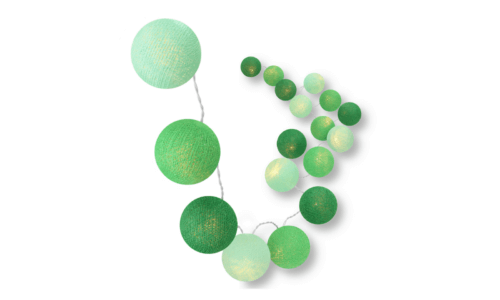 LED Lichterkette Blätterwald mit Kugeln in Mint und Grün – warmweißes Licht, USB-Anschluss, ideal für Kinderzimmer, Spielbereich oder als Fensterdeko