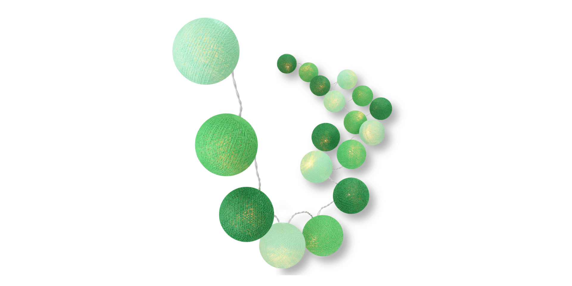 LED Lichterkette Blätterwald mit Kugeln in Mint und Grün – warmweißes Licht, USB-Anschluss, ideal für Kinderzimmer, Spielbereich oder als Fensterdeko