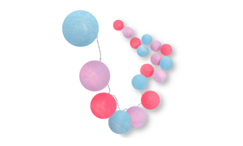 LED Lichterkette Colour mit Kugeln in Blau, Lila und Pink – warmweißes Schlummerlicht mit Timer, ideal als Nachtlicht für Babyzimmer von Mädchen und Jungen