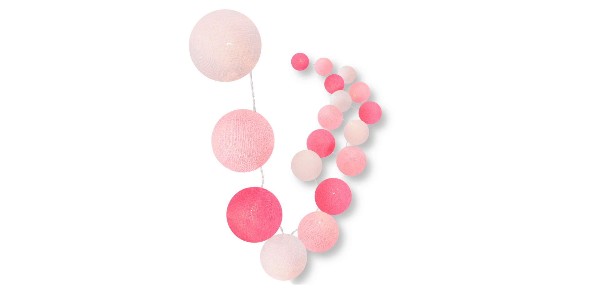 LED Kinderzimmer-Lichterkette Fairytale mit Kugeln in Weiß, Rosa und Pink – warmweißes Licht, USB-Anschluss, ideal für Mädchen- und Jungenzimmer oder als Fensterdeko
