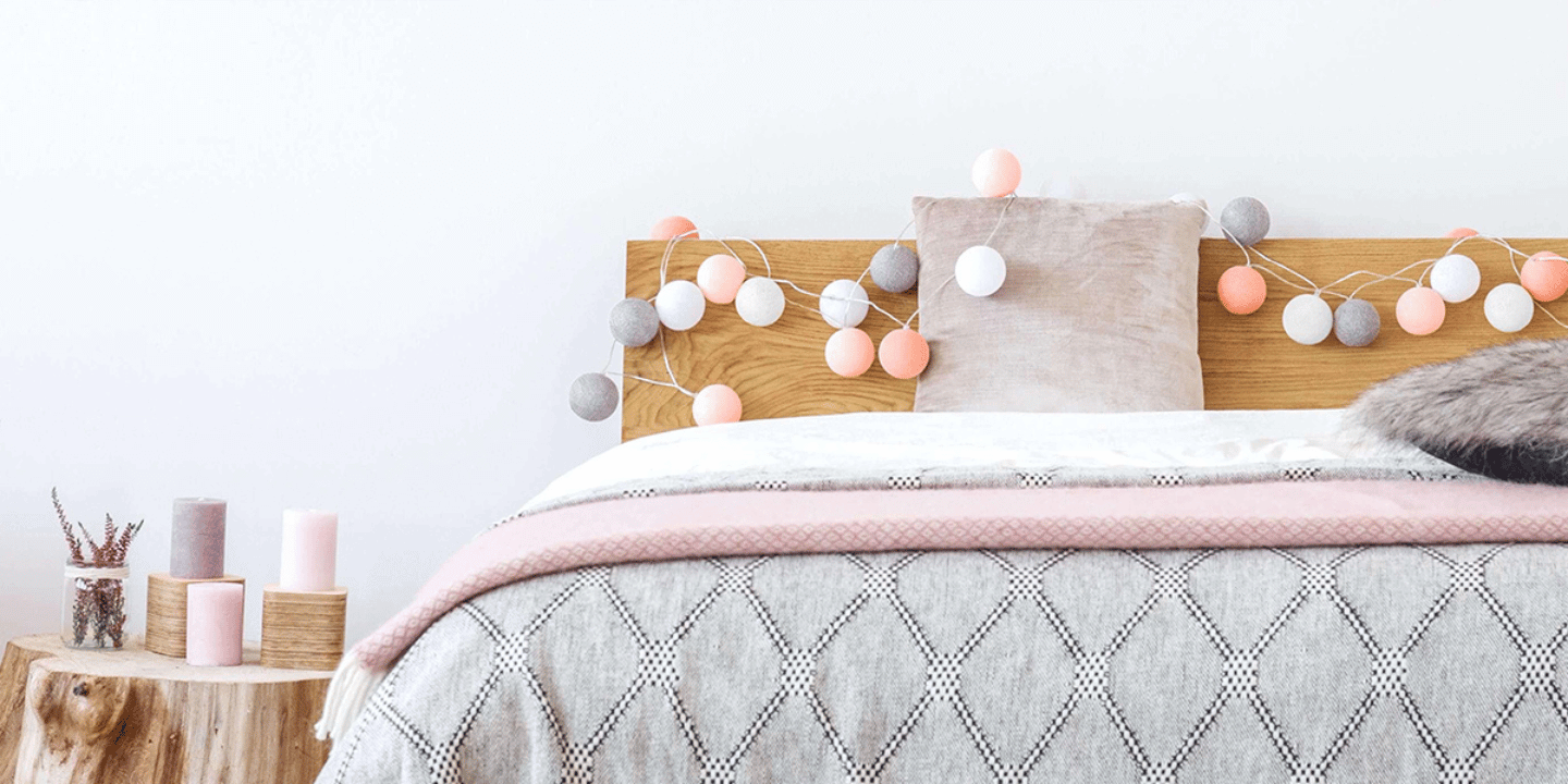 LED Lichterkette Home Sweet Home in Weiß, Rosa, Grau, warmweiß dimmbar, batteriebetrieben & strombetrieben, ideal für Kinderzimmer, Schalfzimmer und Babyzimmer.