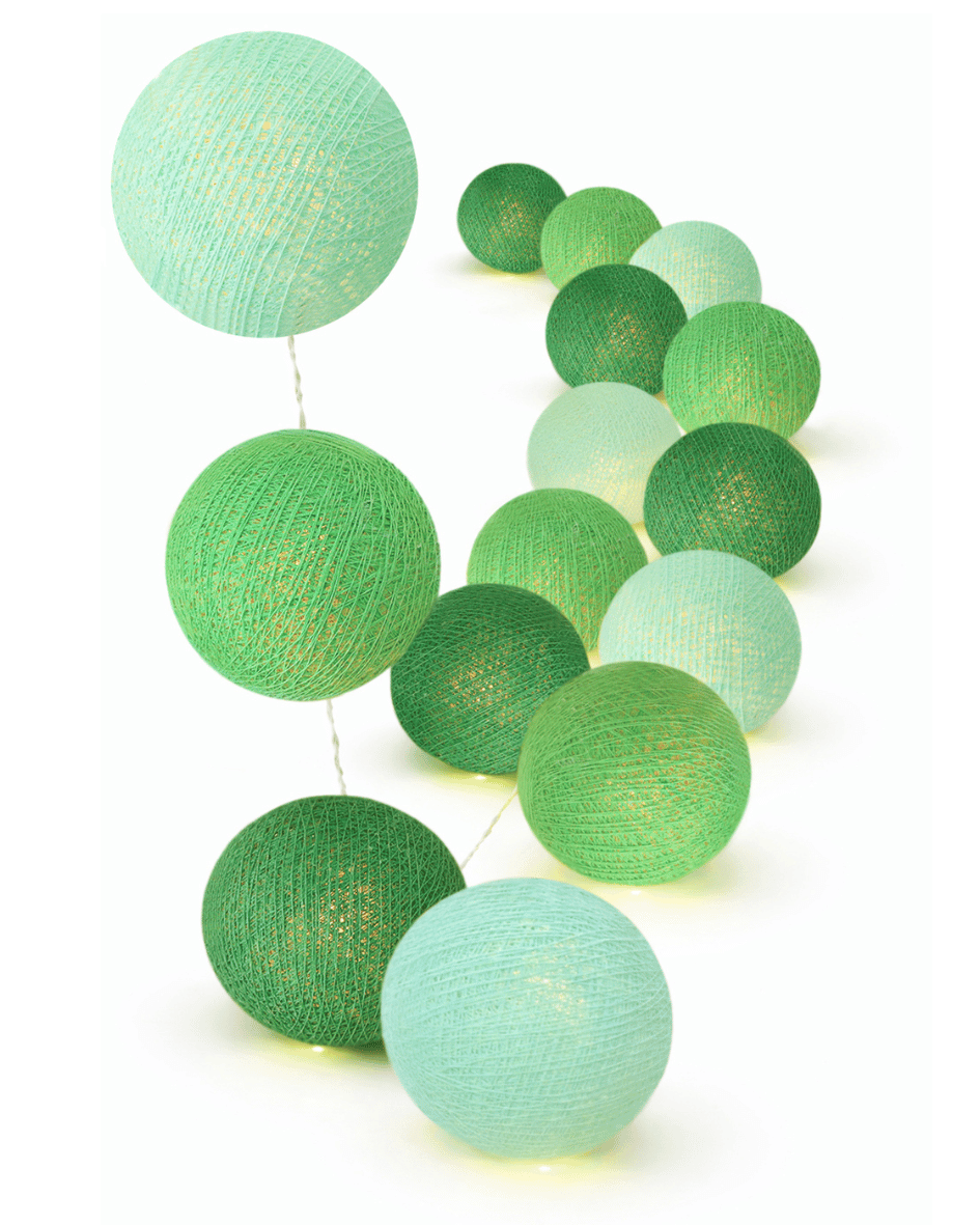 LED Lichterkette Kugeln grün mint warm Kinderzimmer Wohnzimmer Schlafzimmer gemütlich Mädchen Junge Jungenzimmer LED Lichterkette Blätterwald mit Kugeln in Mint und Grün – warmweißes Licht, USB-Anschluss, ideal für Kinderzimmer, Spielbereich oder als Fensterdeko