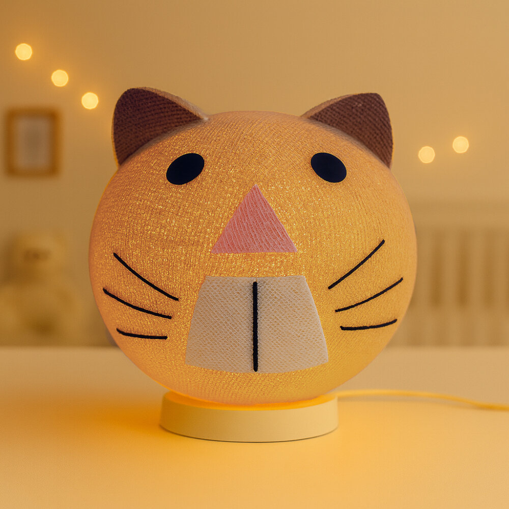 Beige Katzen-Nachtlicht von CREATIVECOTTON – Babyzimmer Leuchte.