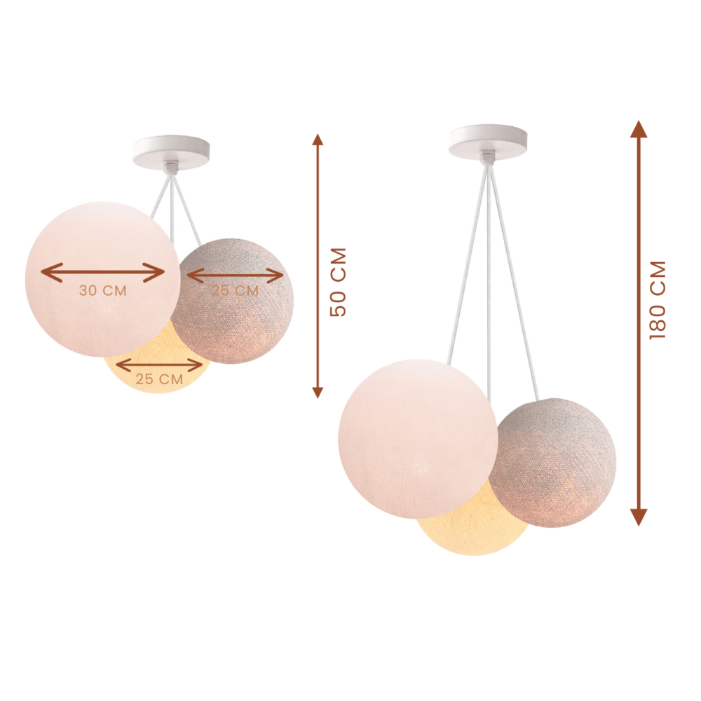 3-flammige Hängeleuchte Weiß Creme Grau – moderne Pendellampe fürs Schlafzimmer oder Wohnzimmer.