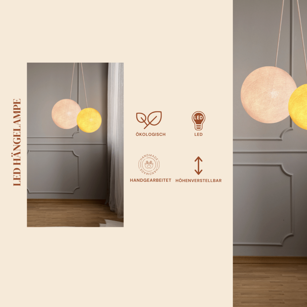 Pendelleuchte Weiß Gelb – 2-flammige LED Lampe für Flur und Gang.