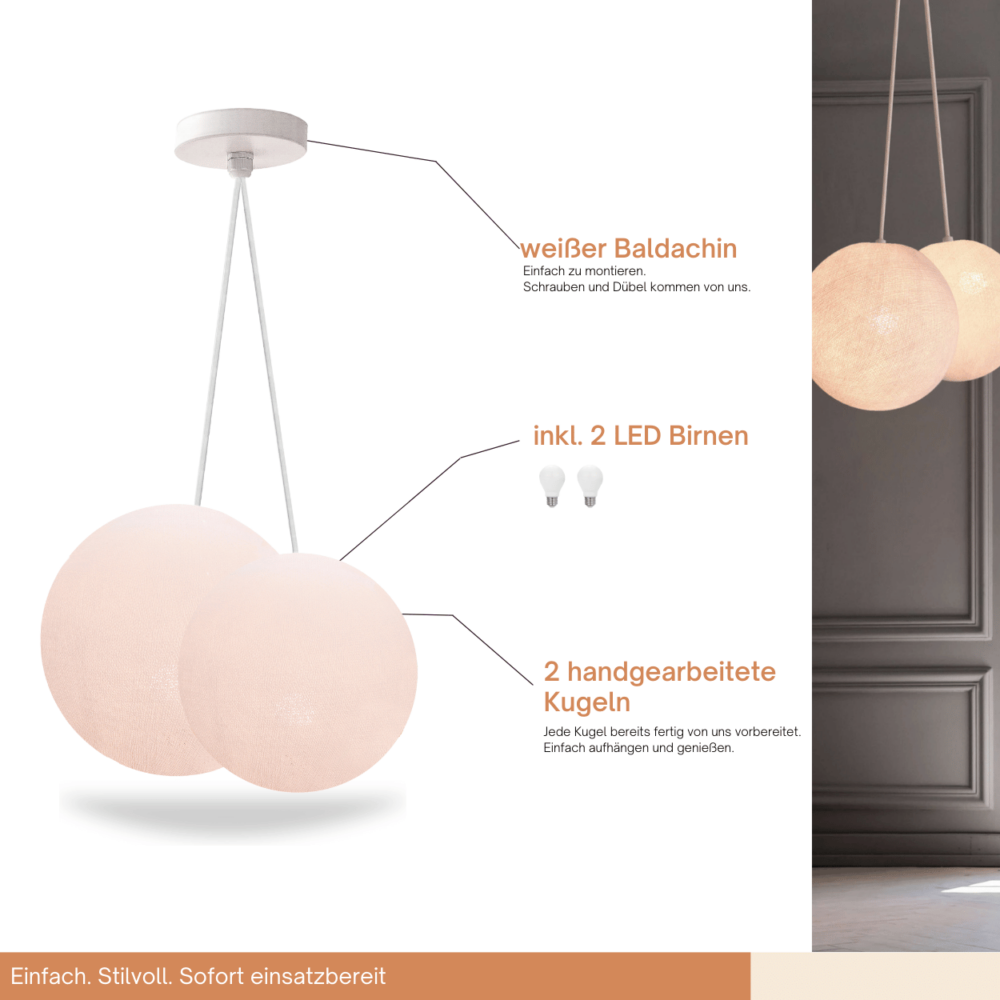 Pendellampe Weiß – LED Hängeleuchte höhenverstellbar für Schlafzimmer und Flur.