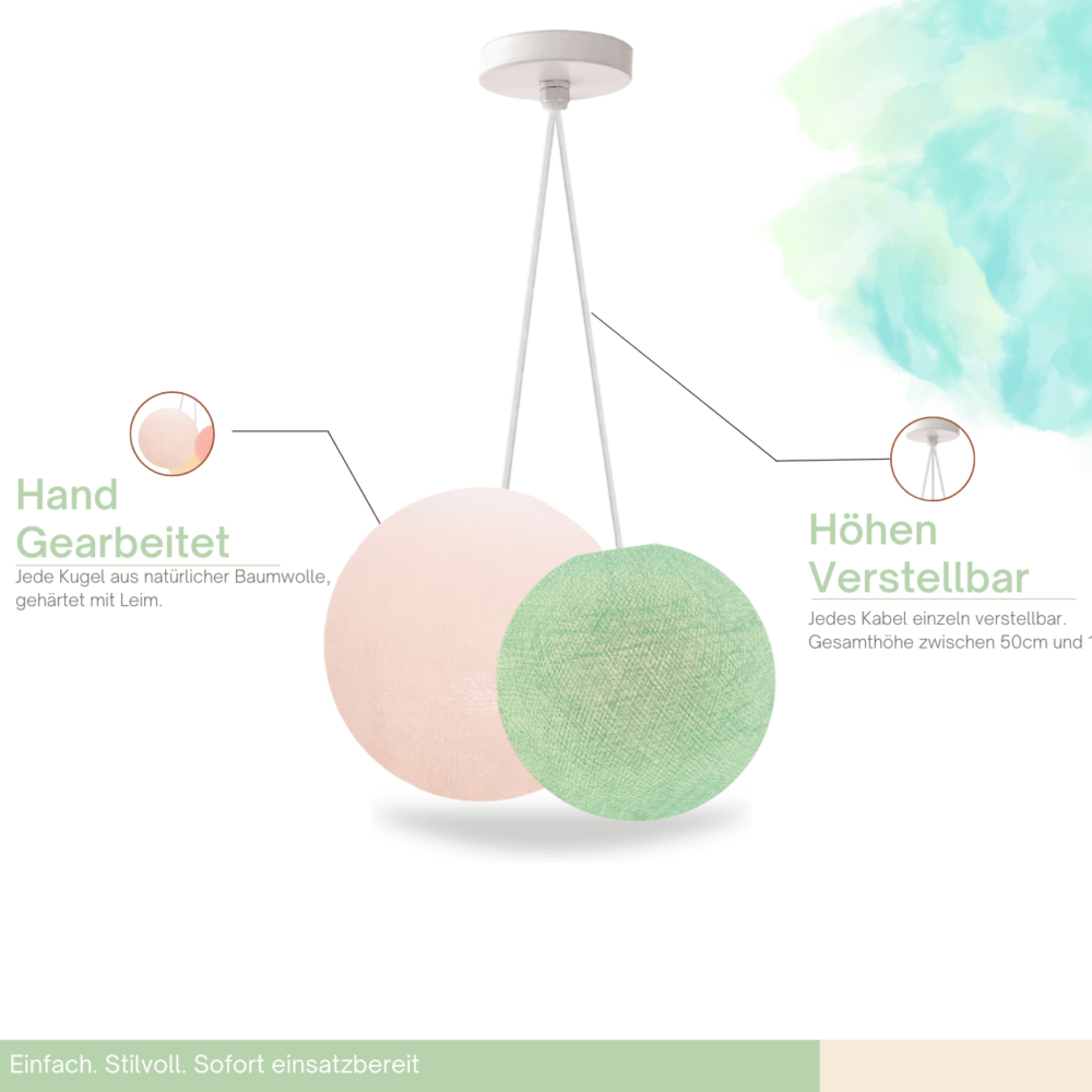 Pendelleuchte Weiß Mint – 2-flammige Hängelampe für Flur oder Schlafzimmer.