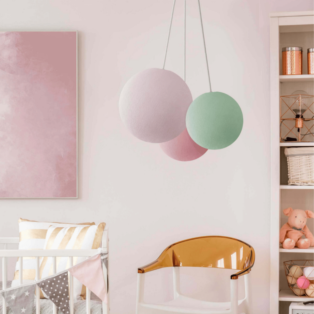 Pendellampe 3-flammig Mint Rosa Weiß – LED Hängeleuchte für Mädchenzimmer oder Jugendzimmer.