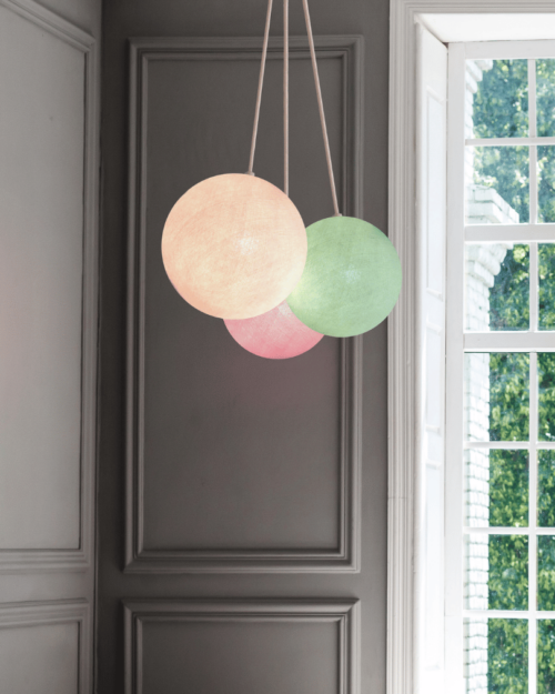 Hängelampe 3-flammig Mint, Rosa und Weiß – LED Hängeleuchte fürs Mädchenzimmer oder Essbereich.