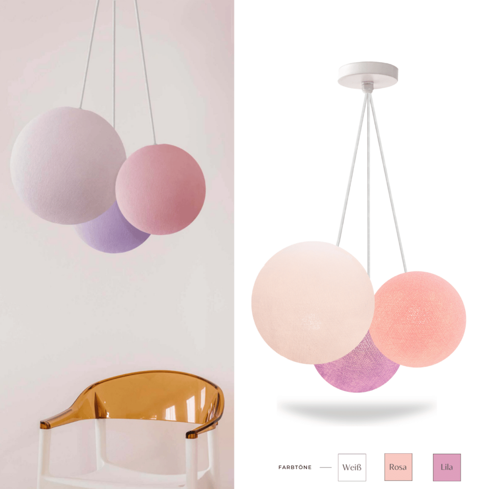 LED Pendelleuchte Rosa Violett Weiß – höhenverstellbare Hängelampe für Flur und Treppenhaus.