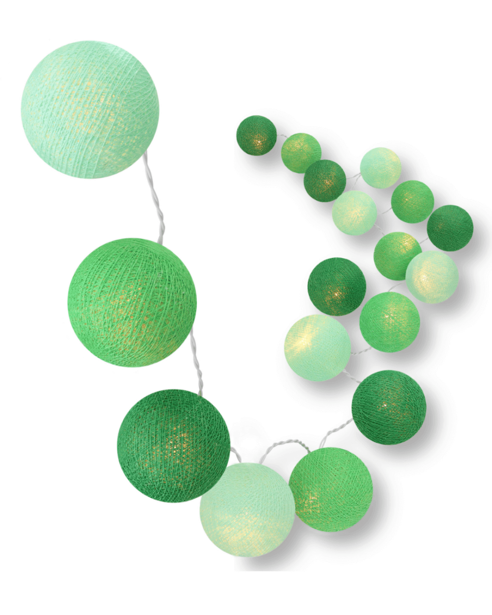LED Lichterkette Blätterwald mit Kugeln in Mint und Grün – warmweißes Licht, USB-Anschluss, ideal für Kinderzimmer, Spielbereich oder als Fensterdeko