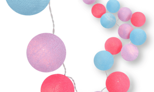 LED Lichterkette Colour mit Kugeln in Blau, Lila und Pink – warmweißes Schlummerlicht mit Timer, ideal als Nachtlicht für Babyzimmer von Mädchen und Jungen