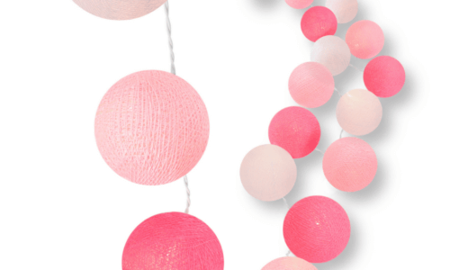 LED Kinderzimmer-Lichterkette Fairytale mit Kugeln in Weiß, Rosa und Pink – warmweißes Licht, USB-Anschluss, ideal für Mädchen- und Jungenzimmer oder als Fensterdeko