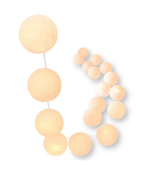 LED Lichterkette Honey mit Kugeln in Creme – warmweißes Licht für Fensterrahmen, Wohnzimmerdeko oder stilvolle Wandgestaltung