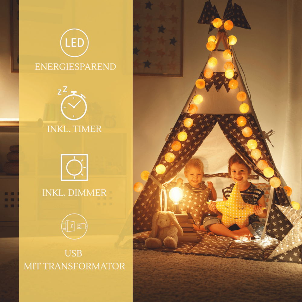 LED Lichtergirlande Sunrise in Gelb und Orange – warmweißes Schlummerlicht für entspannte Abendbeleuchtung im Schlafzimmer