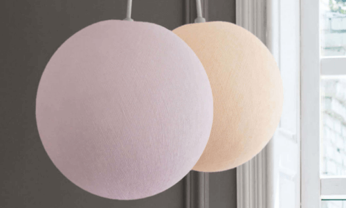 CREATIVECOTTON LED Pendant Lamp with Two Handcrafted Balls 'Harmony' featuring the colours white and cream