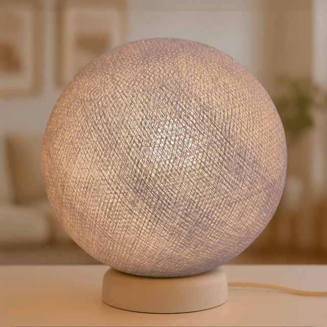 LED Stehlampe Lampe Leuchte Stehleuchte Blau Kugel Cotton Ball Wohnzimmer Schlafzimmer Weiß Graue LED Tischlampe – moderne Tischleuchte für gemütliche Abendbeleuchtung im Wohnzimmer.