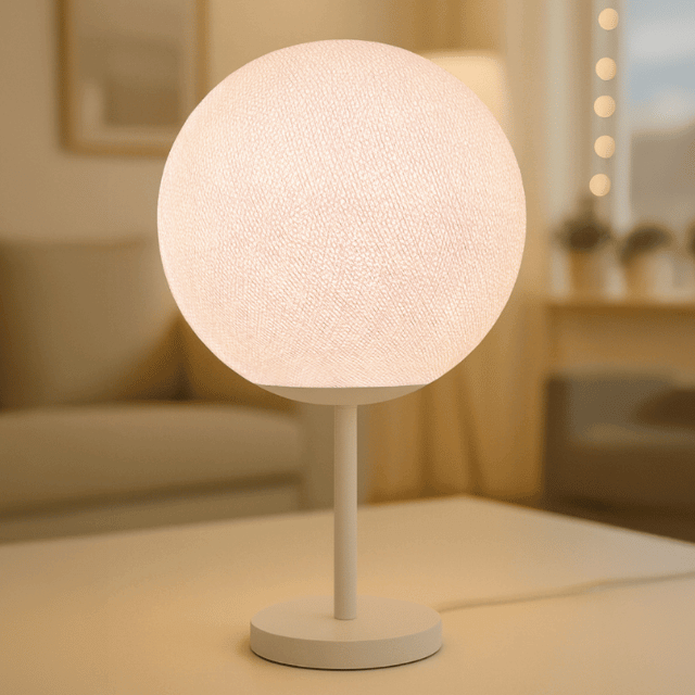 led-stehlampe-lampe-leuchte-stehleuchte-kugel-cotton-ball-wohnzimmer-schlafzimmer-weiss Elegante LED Tischleuchte in Weiß mit Baumwollkugel; sanfte Zusatzbeleuchtung für Sofa-Ecke oder Nachttisch, passend zu moderner Einrichtung.